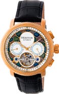 Heritor Automatic Aura Men's Semi-Skeleton Leather-Band Watch