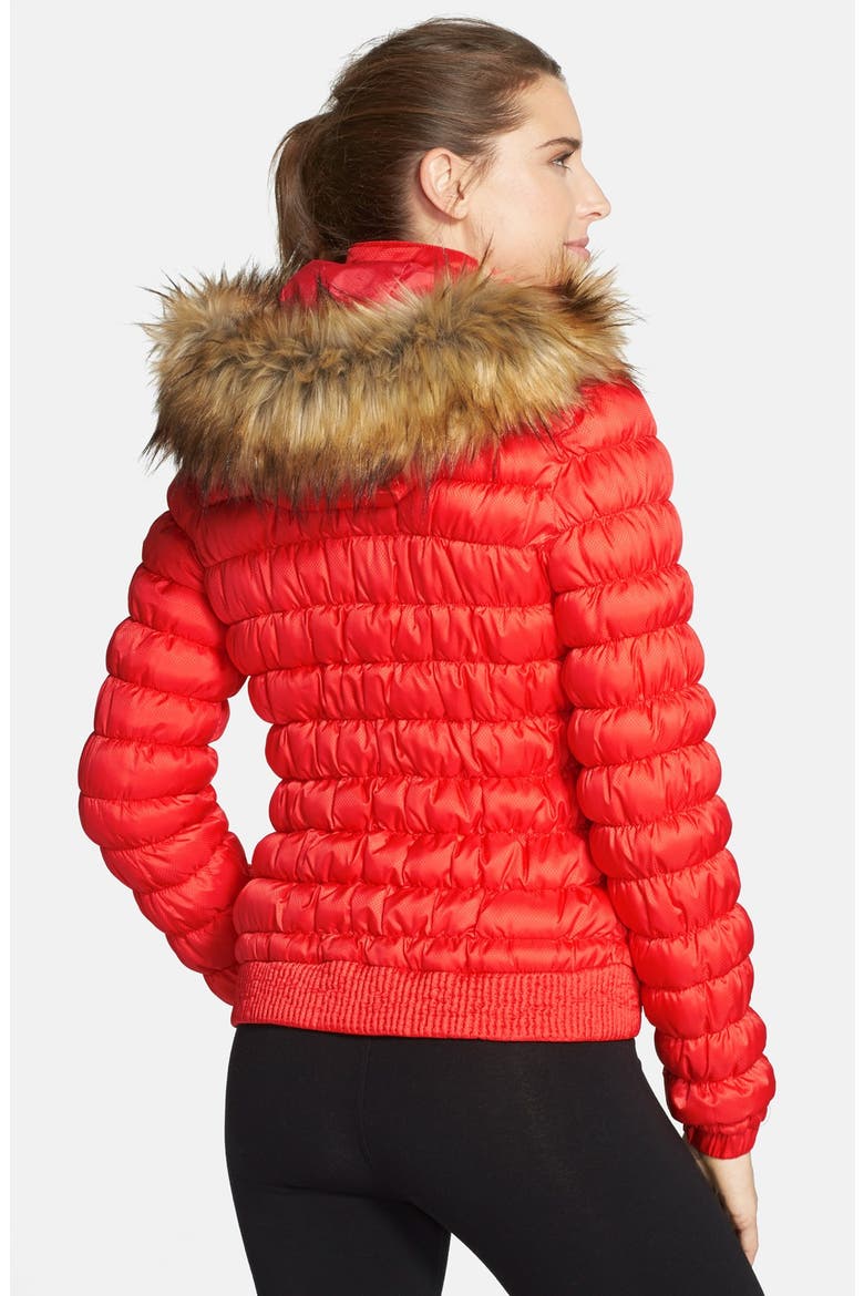 'Silversun' Featherless Water Resistant Puffer Jacket with Faux Fur Trim Hood, Alternate, color, CAYENNE