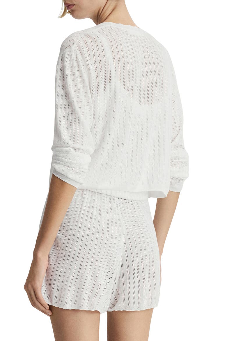Pointelle Pajama Cardigan, Alternate, color, WHITE