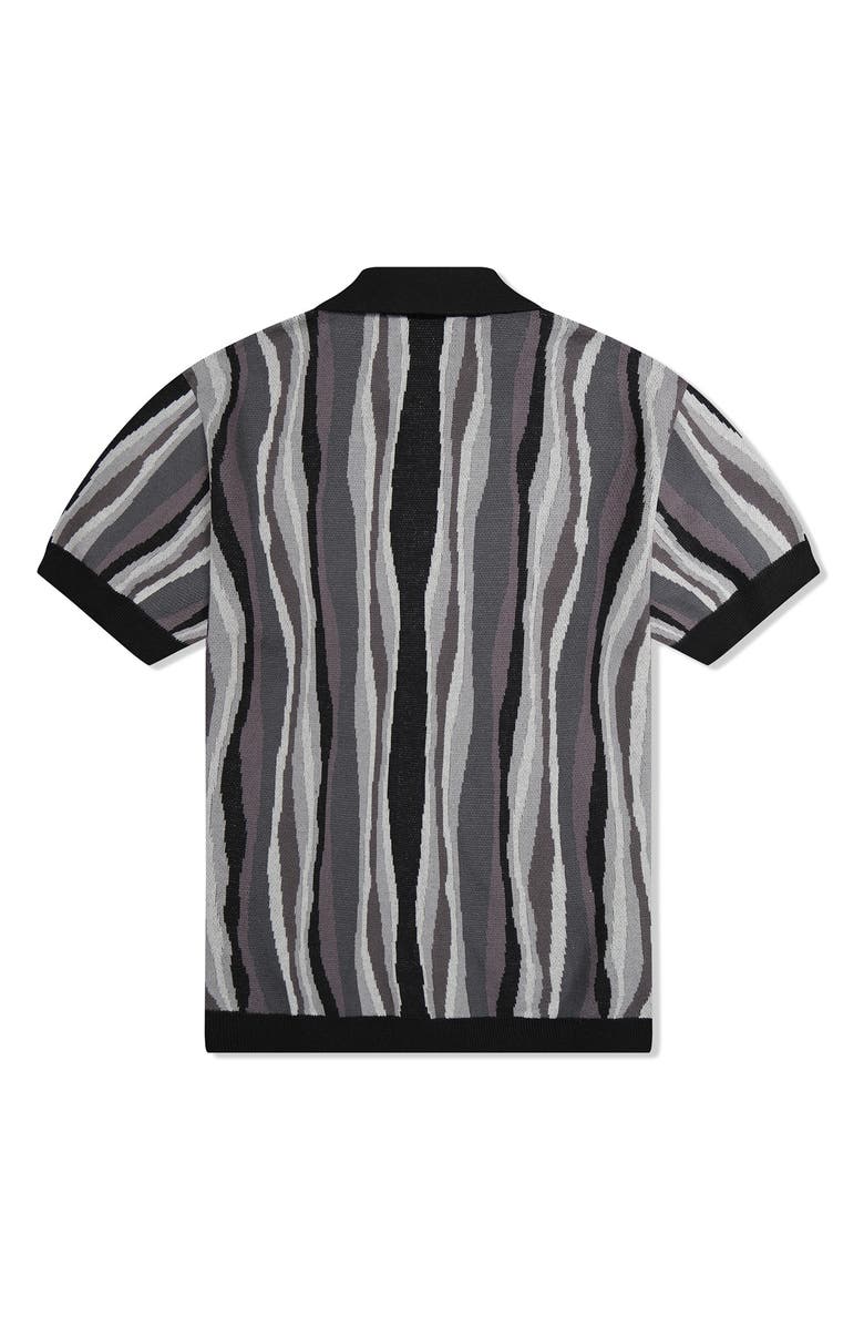 WeSC Stripe Short Sleeve Cotton Cardigan, Alternate, color, Black