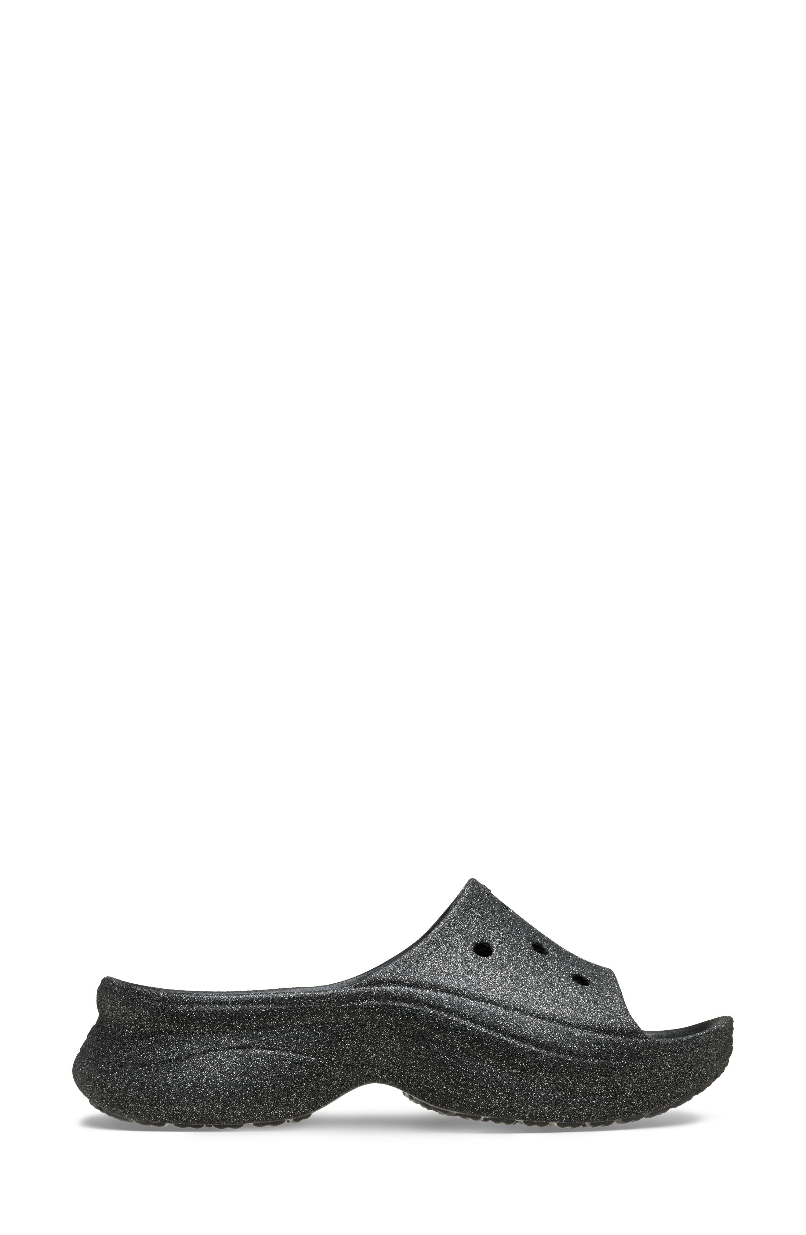 CROCS Bae Glitter Slide Sandal, Alternate, color, Black