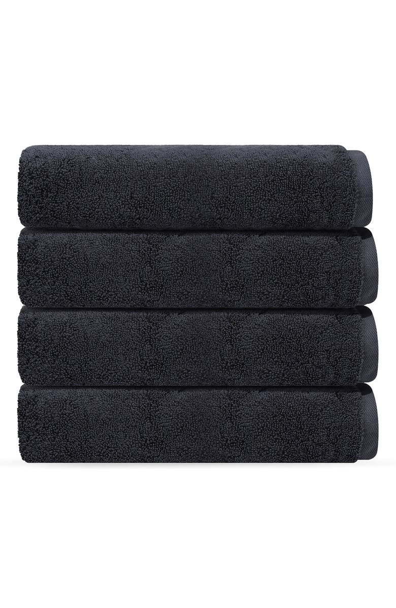 DePera Puresoft 4-Piece Turkish Cotton Hand Towels, Main, color, Anthracite