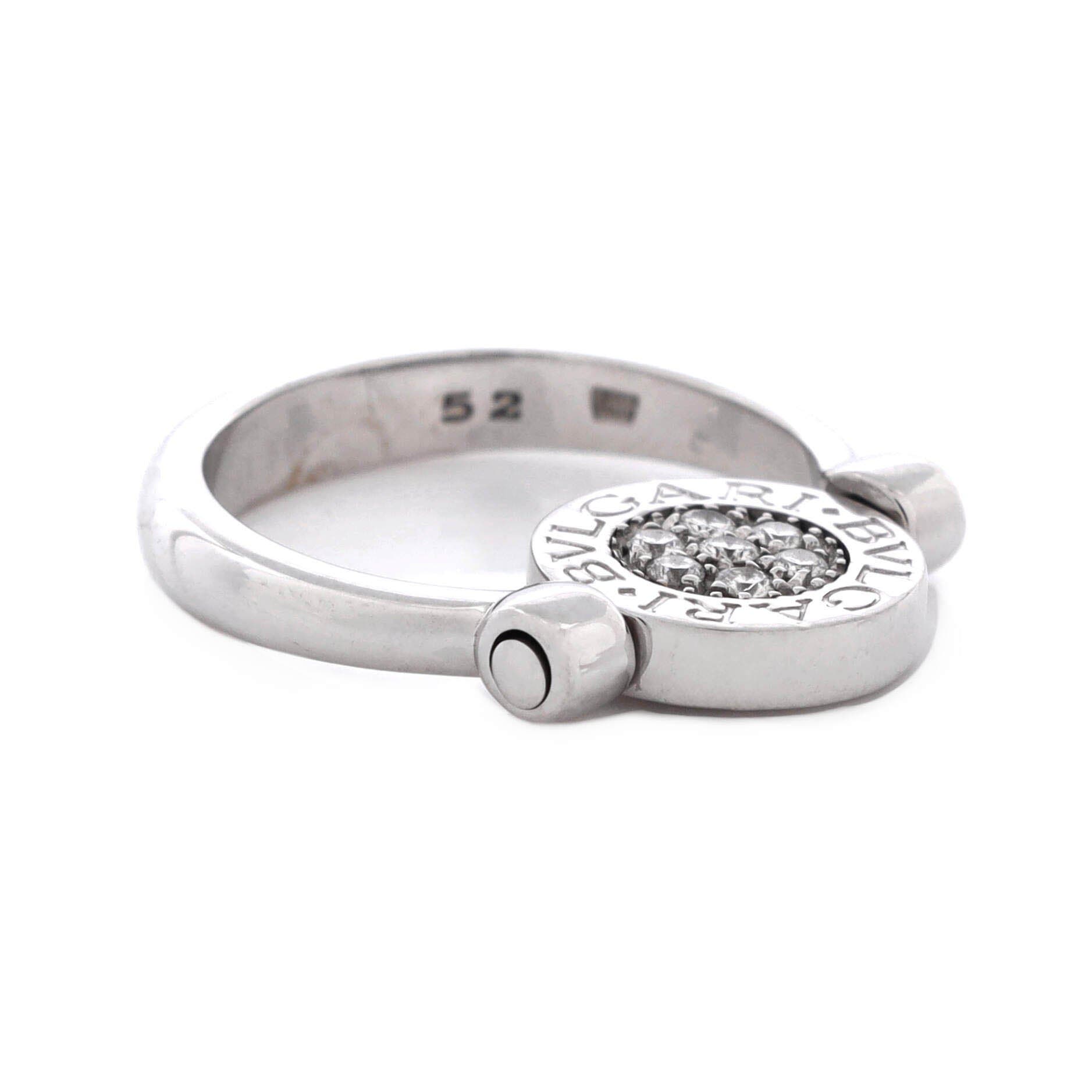 Bvlgari Bvlgari Flip Ring 18K White Gold with Diamonds and Onyx, Alternate, color, Metallic Gold
