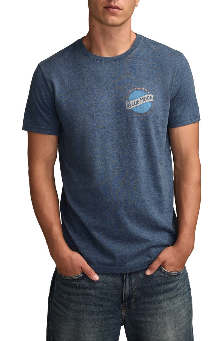 Lucky Brand Blue Moon Label T-Shirt, Main, color, Insignia Blue