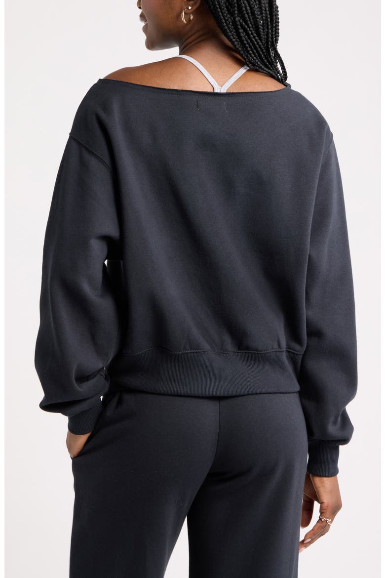 Off the Shoulder Sweatshirt, Alternate, color, BLACK JET