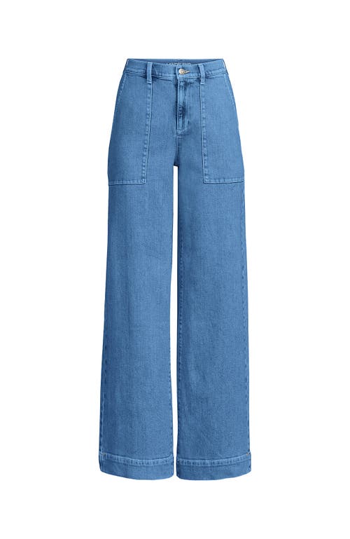 Lands' End Soft Denim High Rise Wide Leg Utility Jeans In Hutton Blue Wash