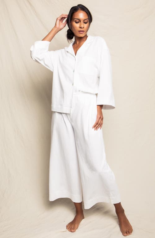 Petite Plume Olivia Wide Leg Pima Cotton Pajamas In White