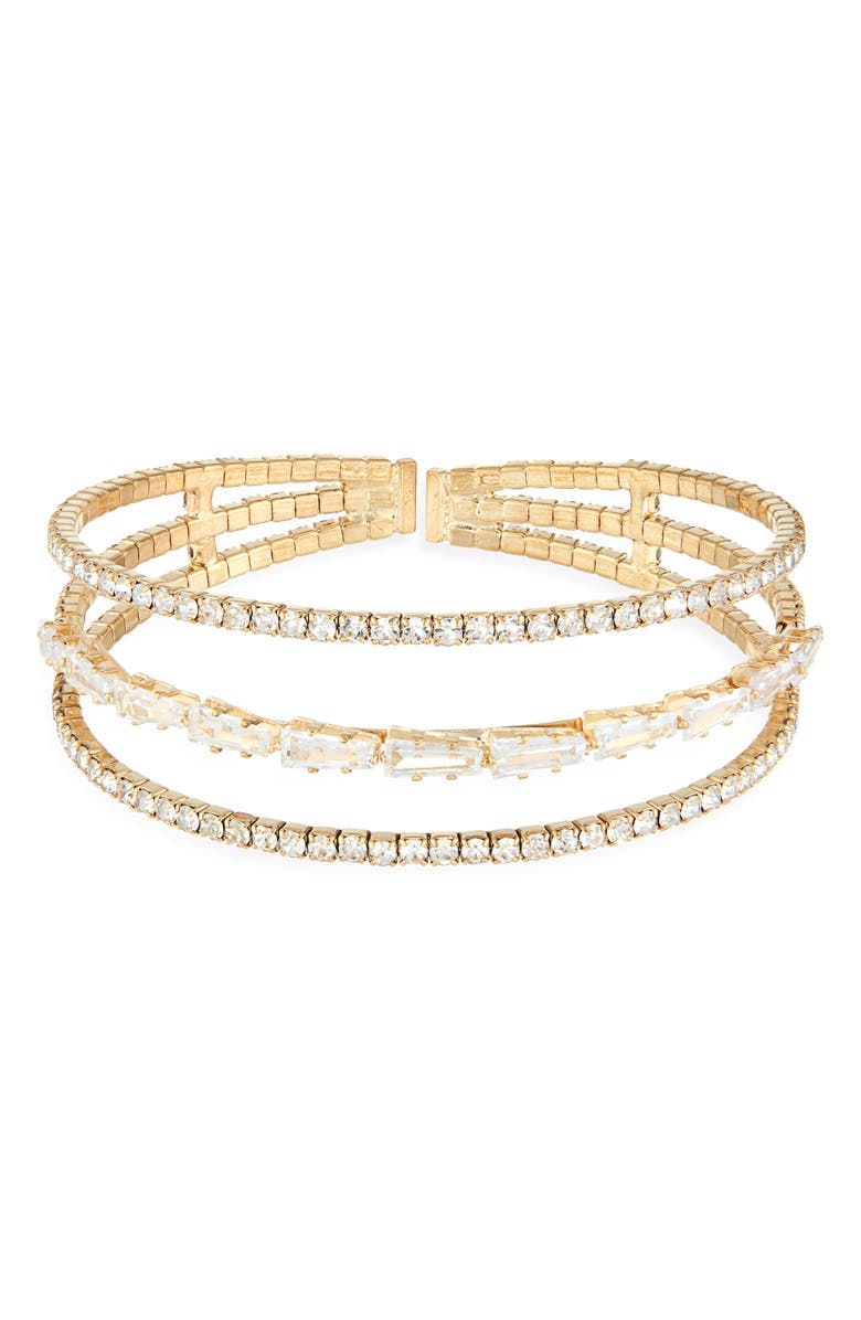 Tasha Crystal Cuff Bracelet, Main, color, Gold Crystal Cubic Zirconia