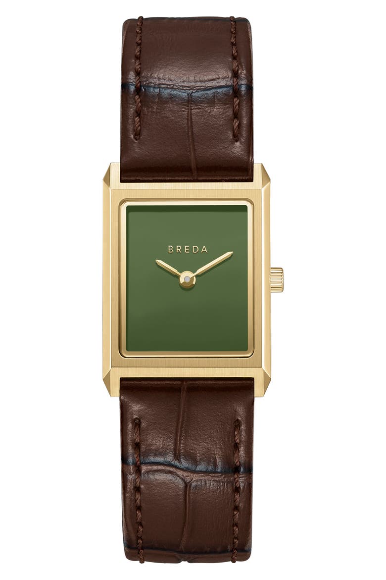 Virgil Leather Strap Watch, 16mm x 8mm, Main, color, OLIVE