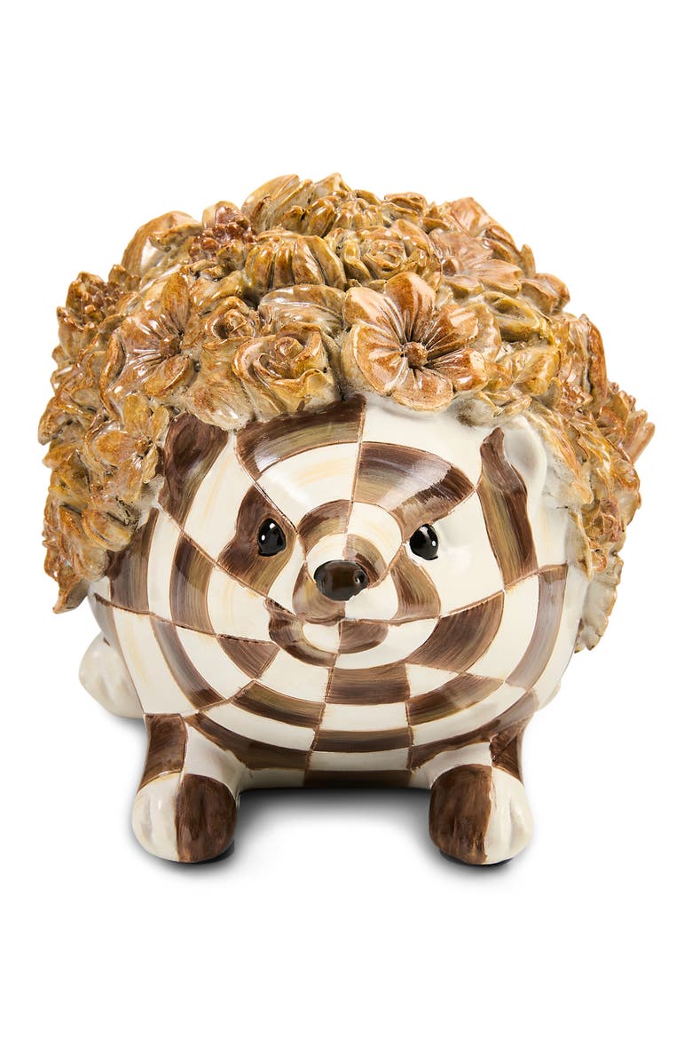 Chocolate Check Hedgehog Decoration, Main, color, BROWN