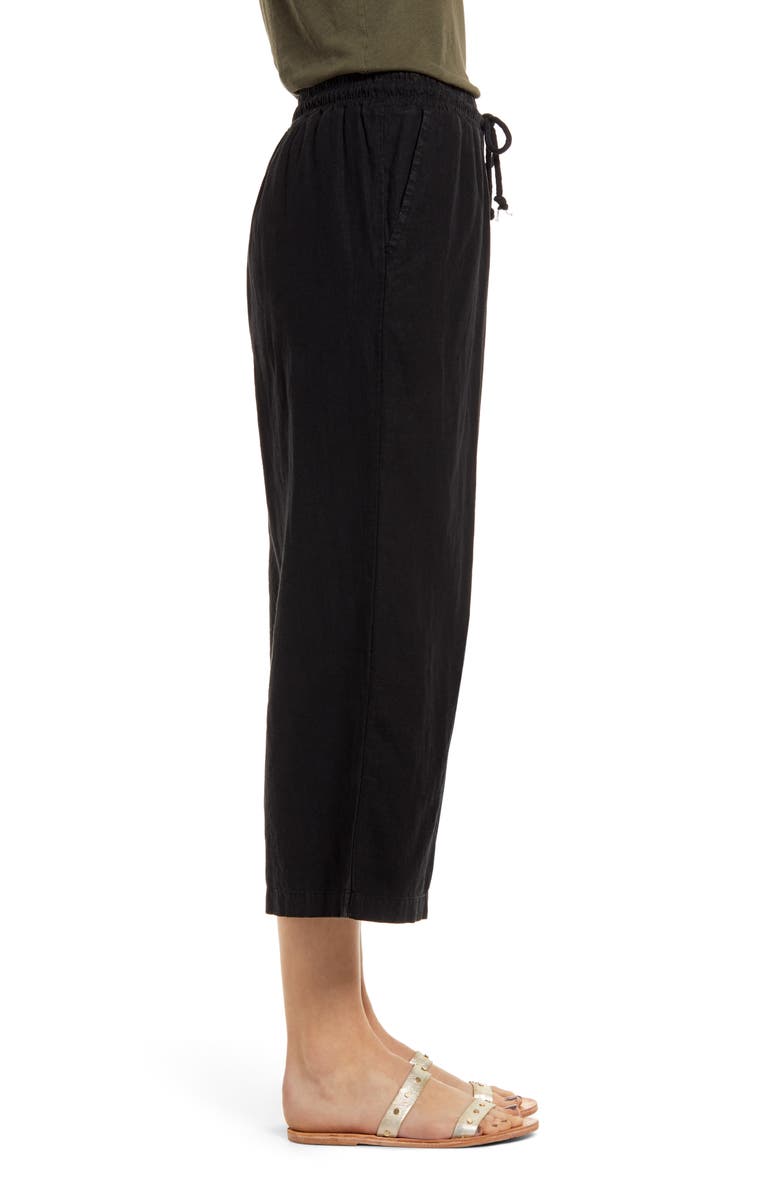 Treasure & Bond Drawstring Wide Leg Crop Linen Blend Pants, Alternate, color,