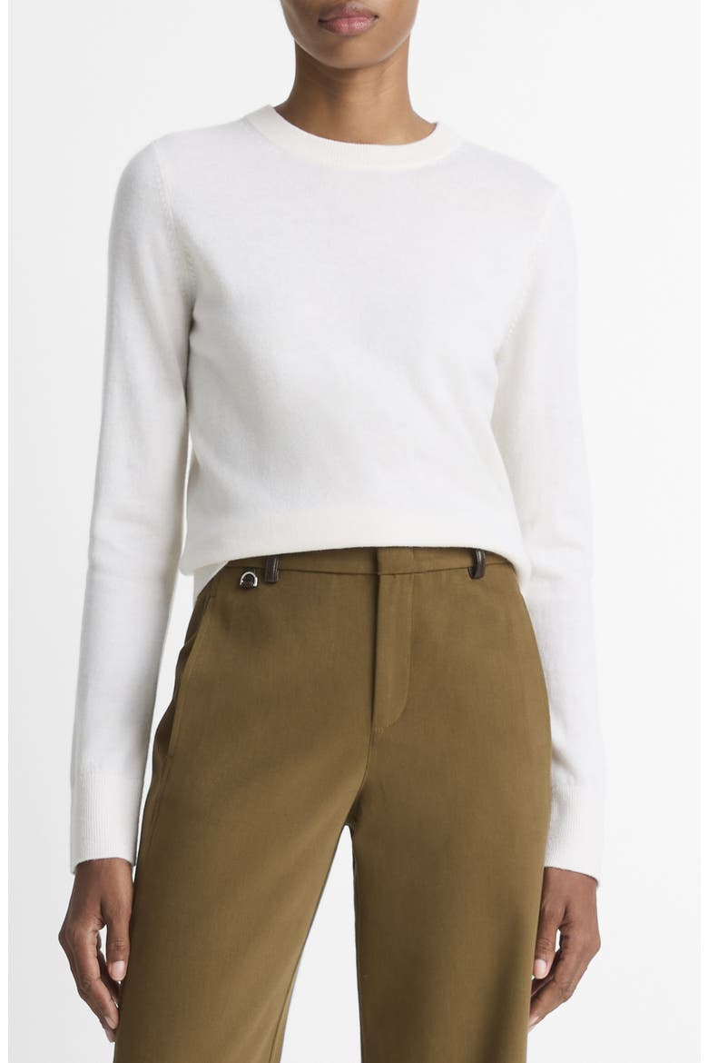 Rib Crewneck Cashmere Sweater, Main, color, WHITE