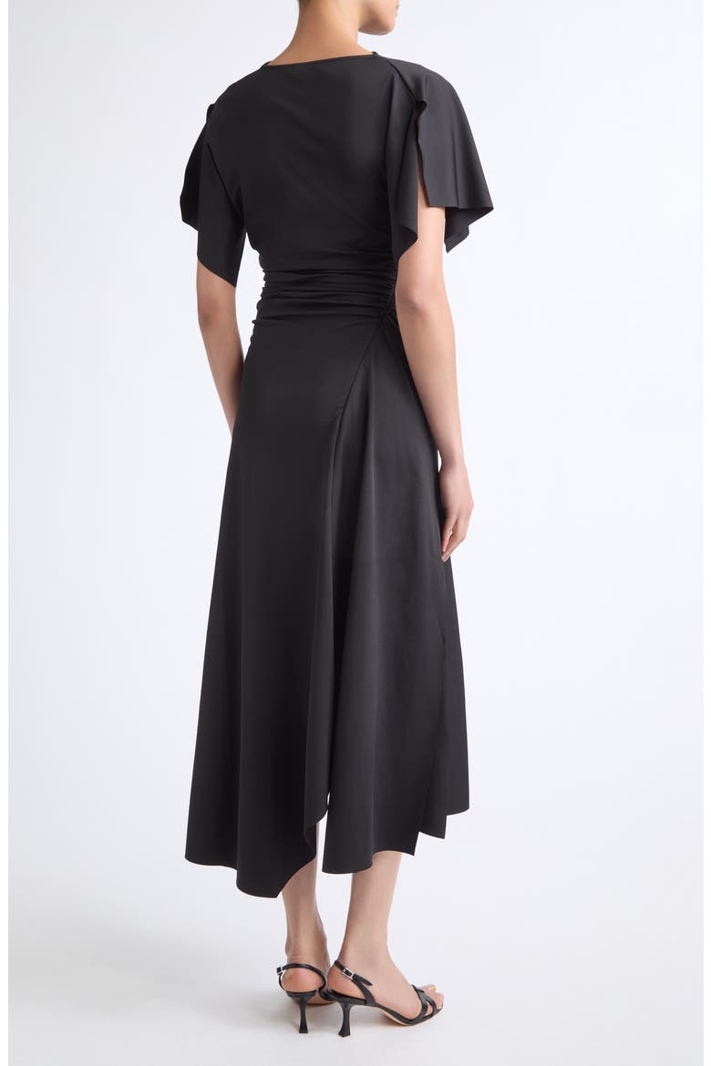 Blousey Midi Dress, Alternate, color, BLACK