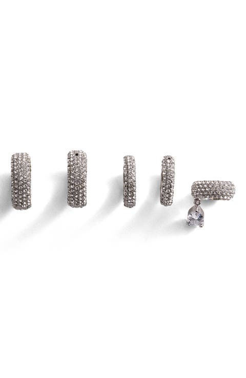Anya Pav Set of 5 Huggie Hoop Earrings & Ear Cuff