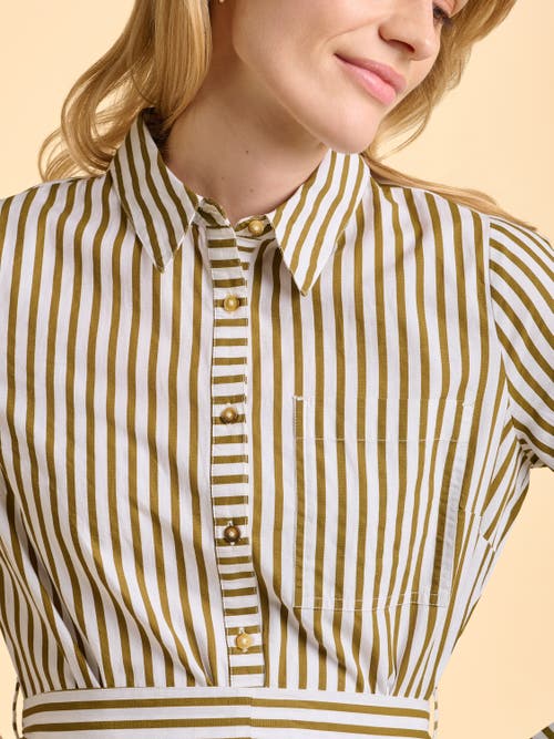 Brakeburn Forrest Long Sleeve Shirt Midi Dress In Neutral