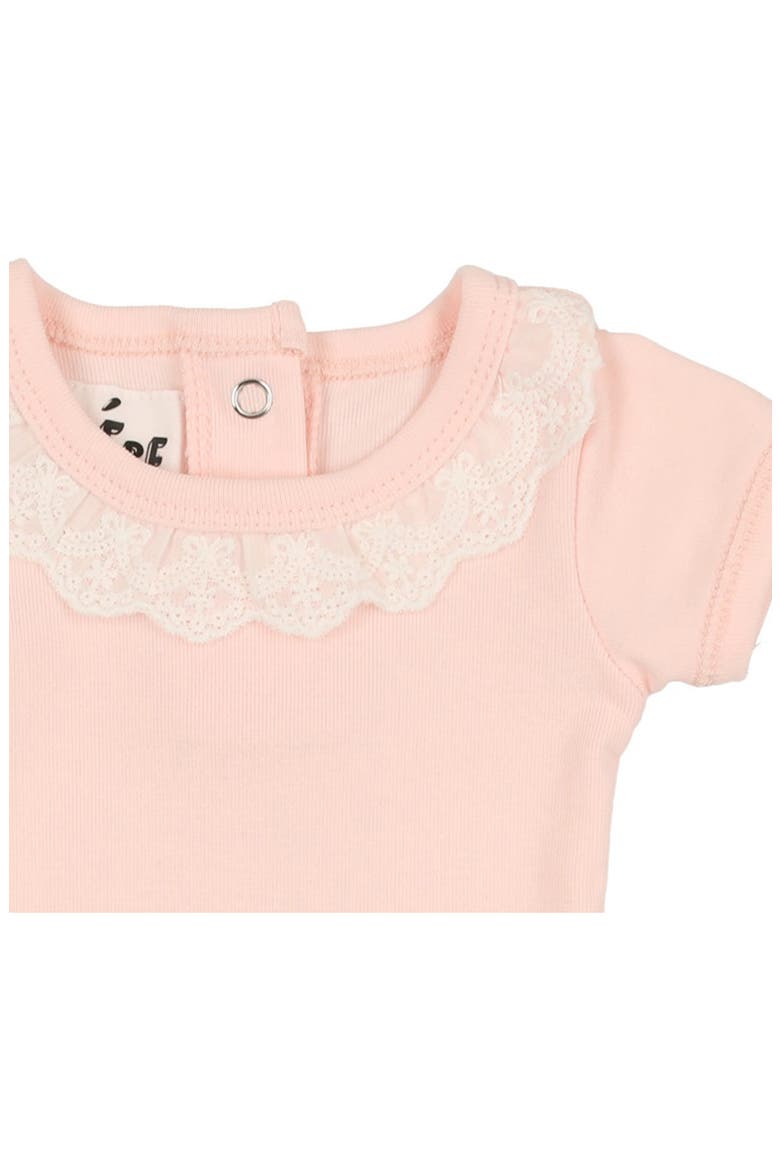 Eyelet Collar T-Shirt & Shorts Set, Alternate, color, PALE PEACH