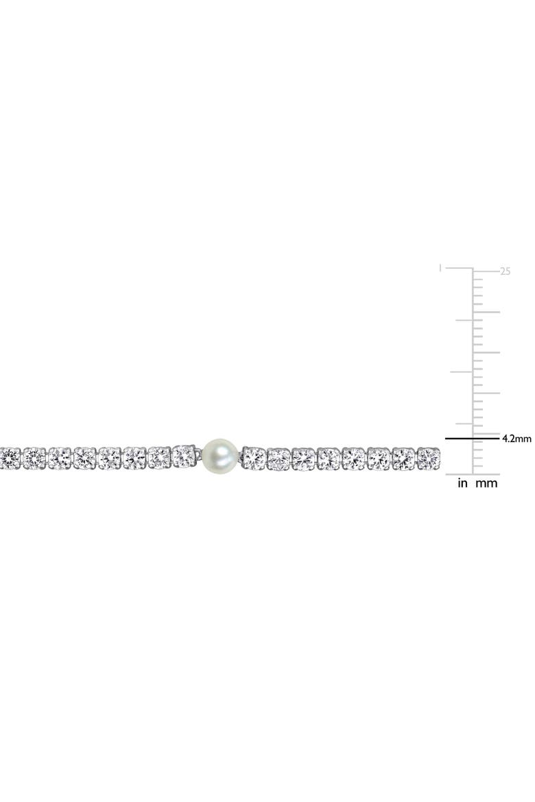 Pearl & Created White Sapphire Station Bracelet, Alternate, color, Pearl