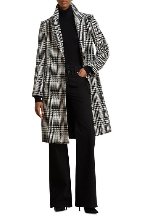 Glen Check Wool Blend Coat