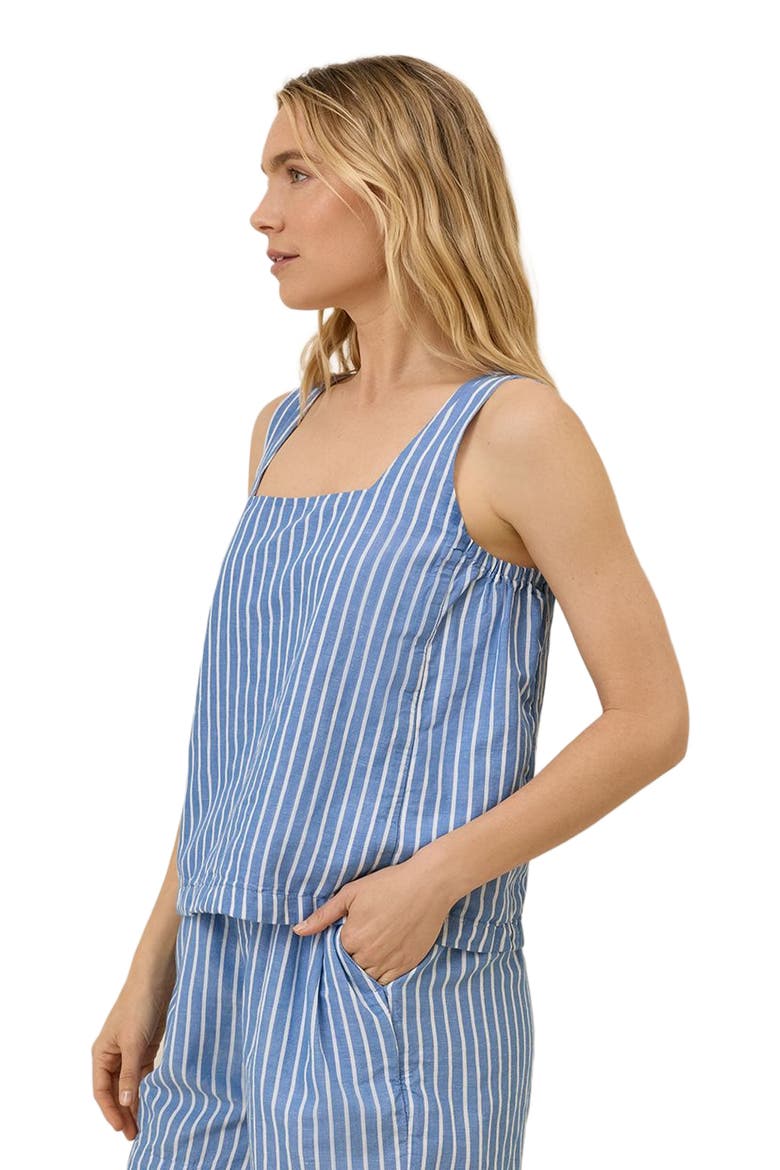 Canopy Linen Square Neck Tank Made with Organic Cotton, Alternate, color, Bondi Stripe