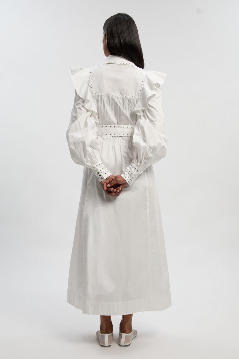 Cotton Studded Maxi Shirt Dress, Alternate, color, White