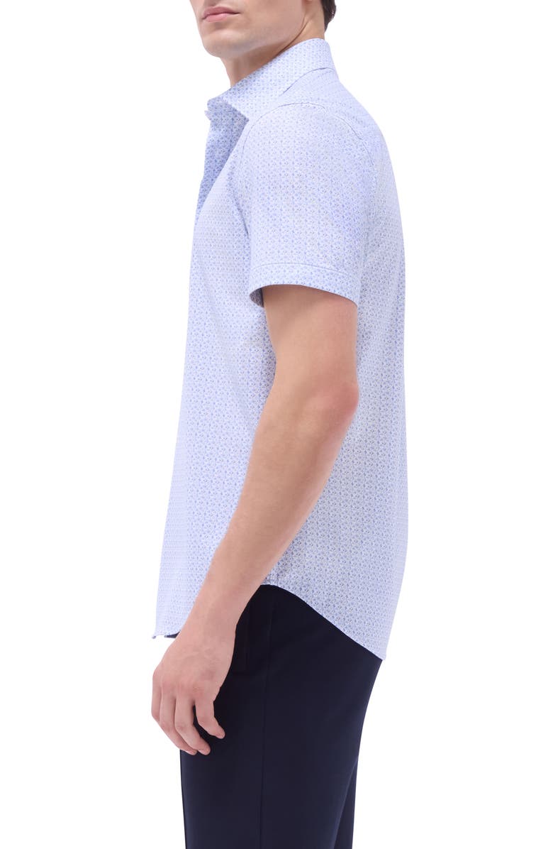 Bugatchi Miles OoohCotton<sup>®</sup> Floral Short Sleeve Button-Up Shirt, Alternate, color, Cobalt