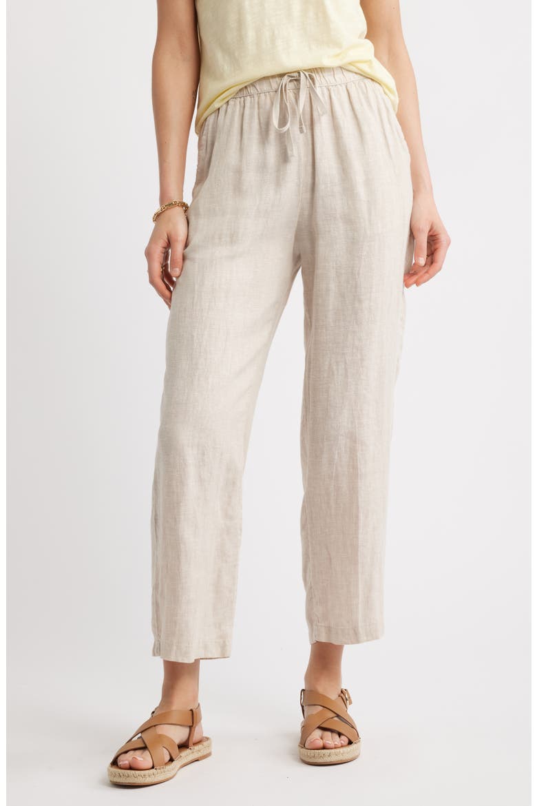 Easy Straight Leg Linen Pants, Main, color, FLAX