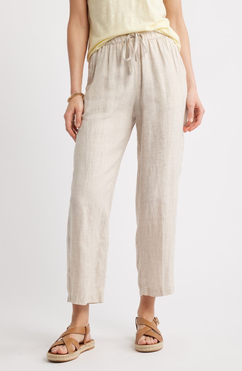 Caslon<sup>®</sup> Easy Straight Leg Linen Pants, Main, color,