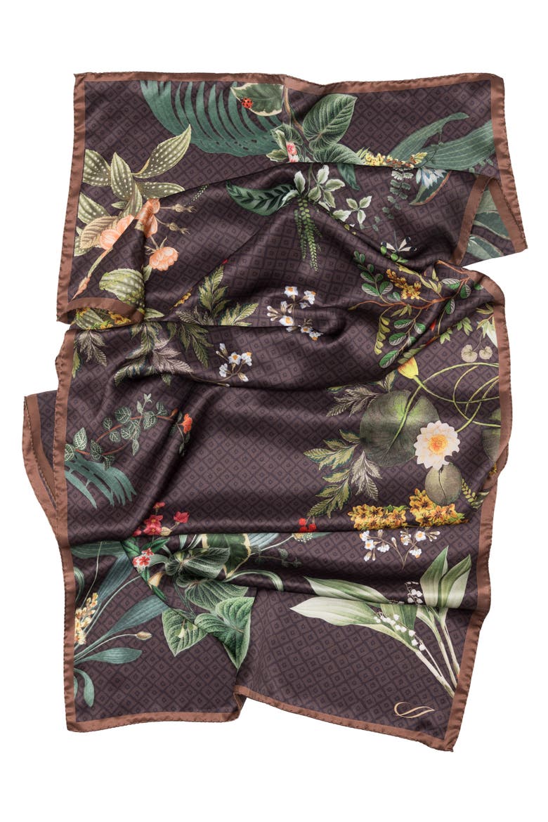 Sara - Long Satin Silk Scarf for Women, Alternate, color, Chocolate