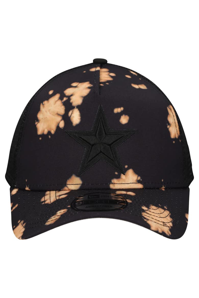 Men's New Era Black Dallas Cowboys Bleached 9FORTY A-Frame Adjustable Hat, Alternate, color, Black