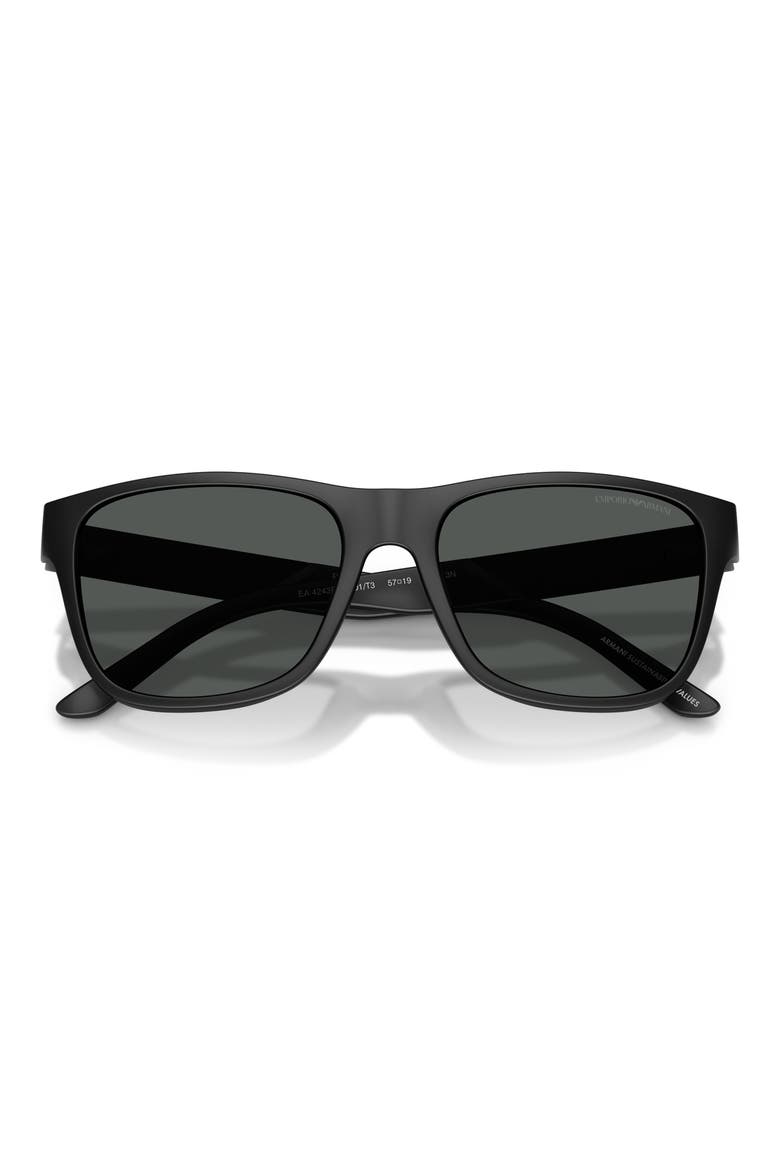 57mm Polarized Square Sunglasses, Alternate, color, MATTE BLACK / DARK GREY