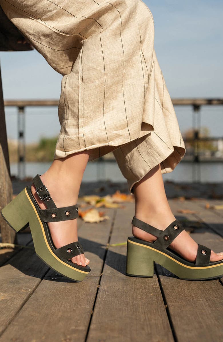 ANTELOPE Inez Grommet Platform Slingback Sandal, Alternate, color, Olive