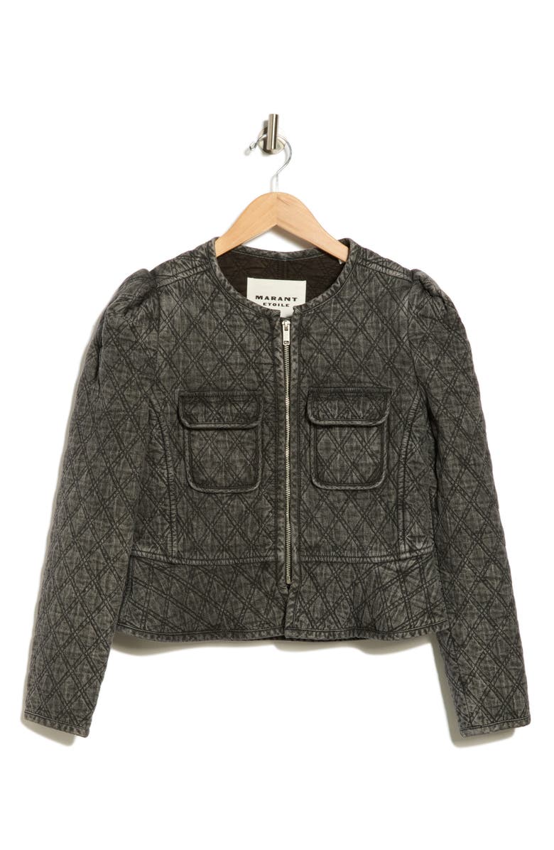 Isabel Marant Étoile Deliona Crop Denim Jacket, Alternate, color, Dark Grey