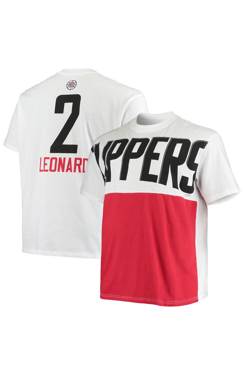 FANATICS Men's Fanatics Branded Kawhi Leonard White LA Clippers Big & Tall Yoke T-Shirt, Main, color,
