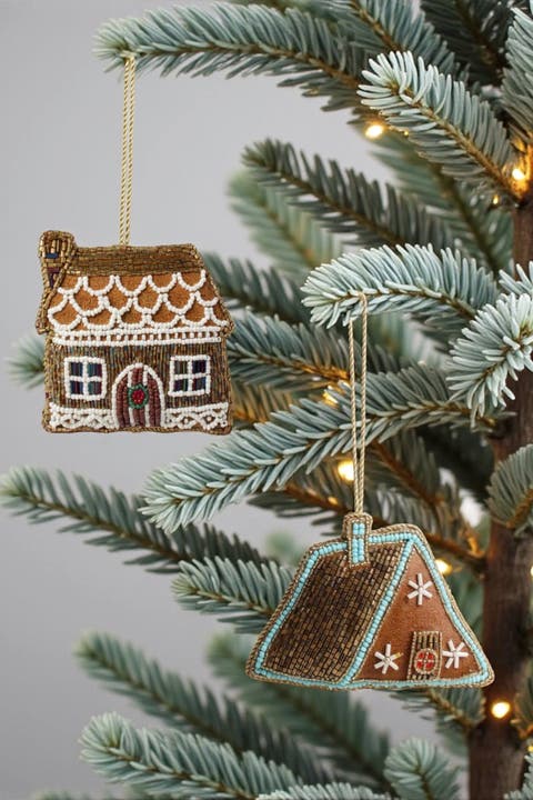 Gingerbread Cabin Ornament Set