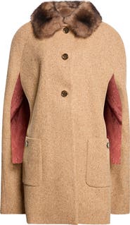 Valentino Garavani Textured Wool Blend Tweed Cape Coat