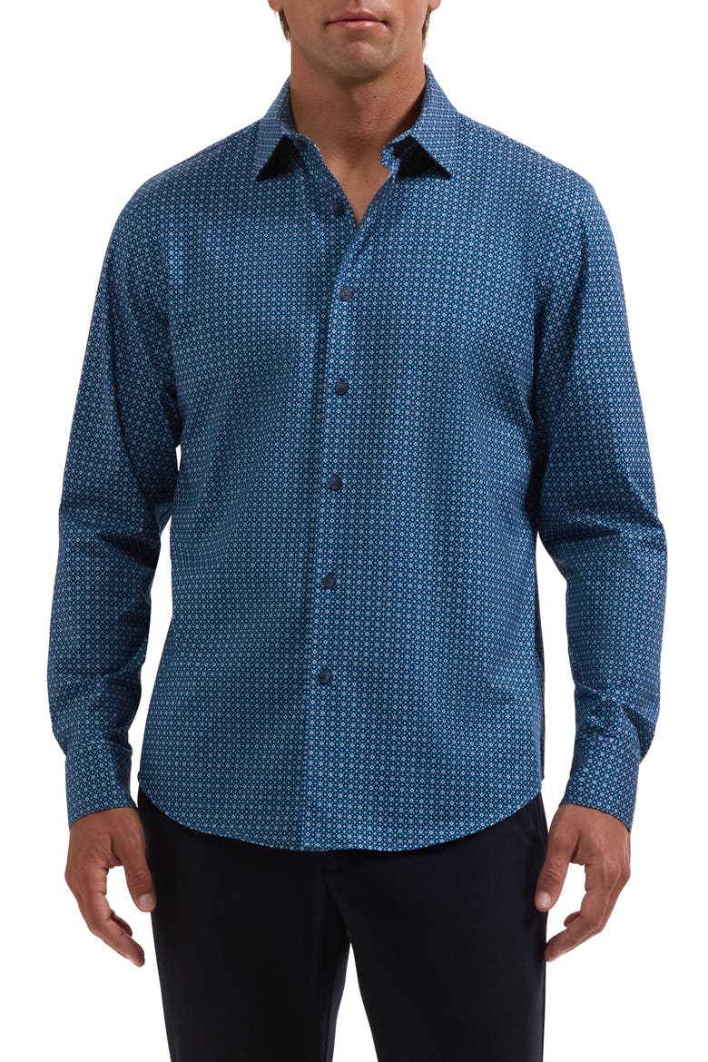 James OoohCotton Print Long Sleeve Shirt, Main, color, NAVY