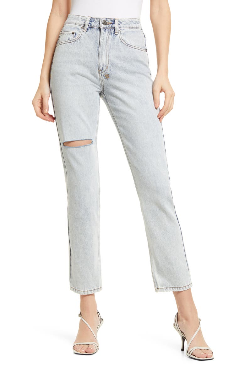 Nine O Muse Ripped Nonstretch Cigarette Jeans, Main, color, DENIM