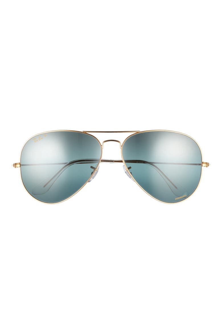 62mm Polarized Oversize Pilot Sunglasses, Main, color, DARK BLUE