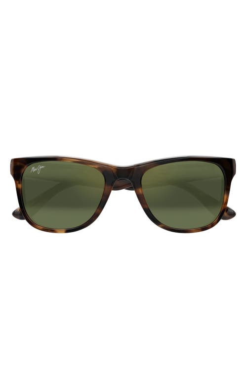 Maui Jim Kikonia Xl 53mm Wraparound Rectangular Sunglasses In Shiny Melange Brown Havana