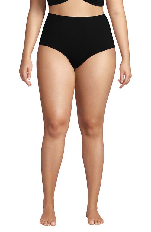 Lands' End Plus Size Sculpting Suit High Waisted Bikini Bottoms In Black