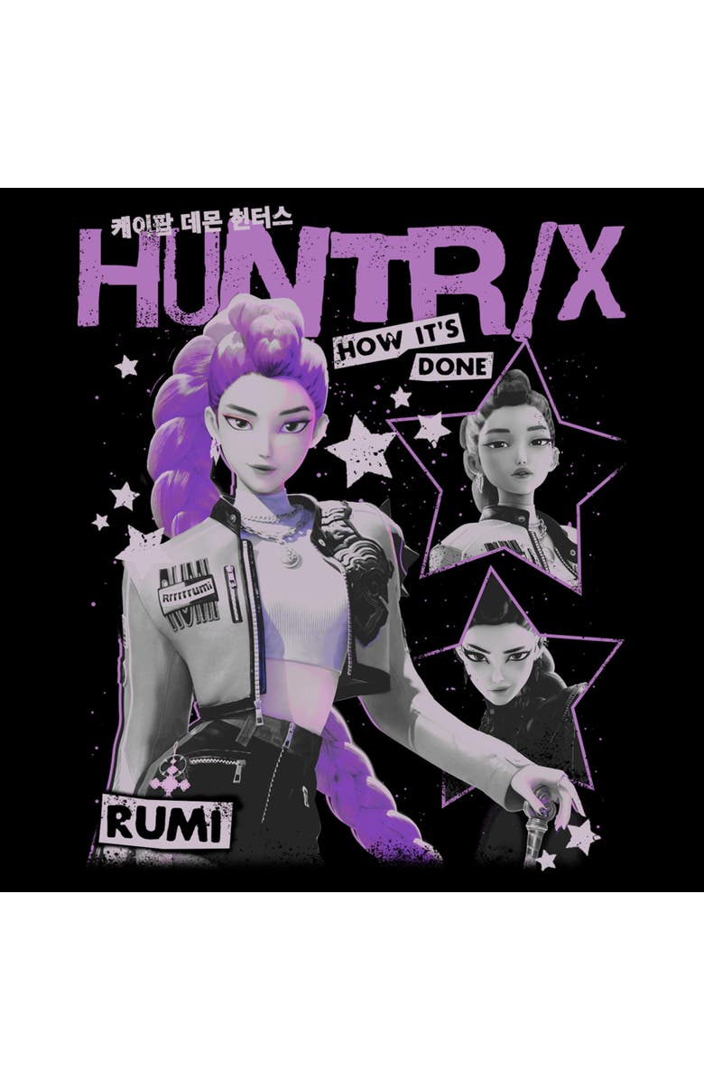 KPop Demon Hunters Women's KPop Demon Hunters Pop Star Huntrix Rumi  Graphic T-Shirt, Alternate, color, Black