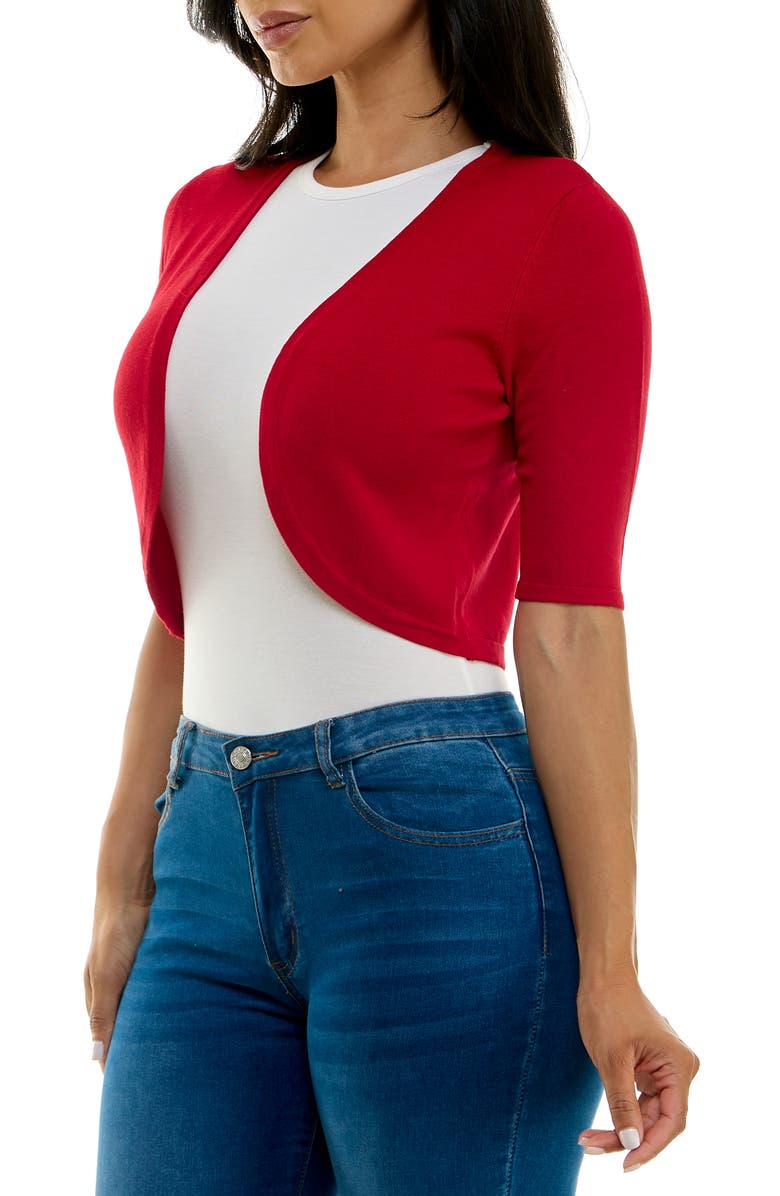 Nina Leonard Curved Edge Bolero, Alternate, color, Nina Red