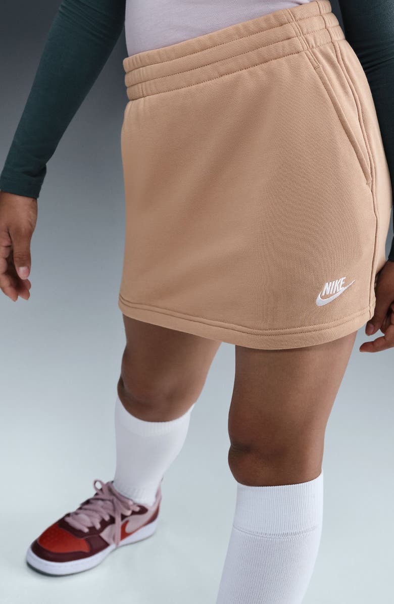 Nike Kids' Sportswear Club Fleece Pull-On Skirt, Alternate, color, Hemp/ Hemp/ White
