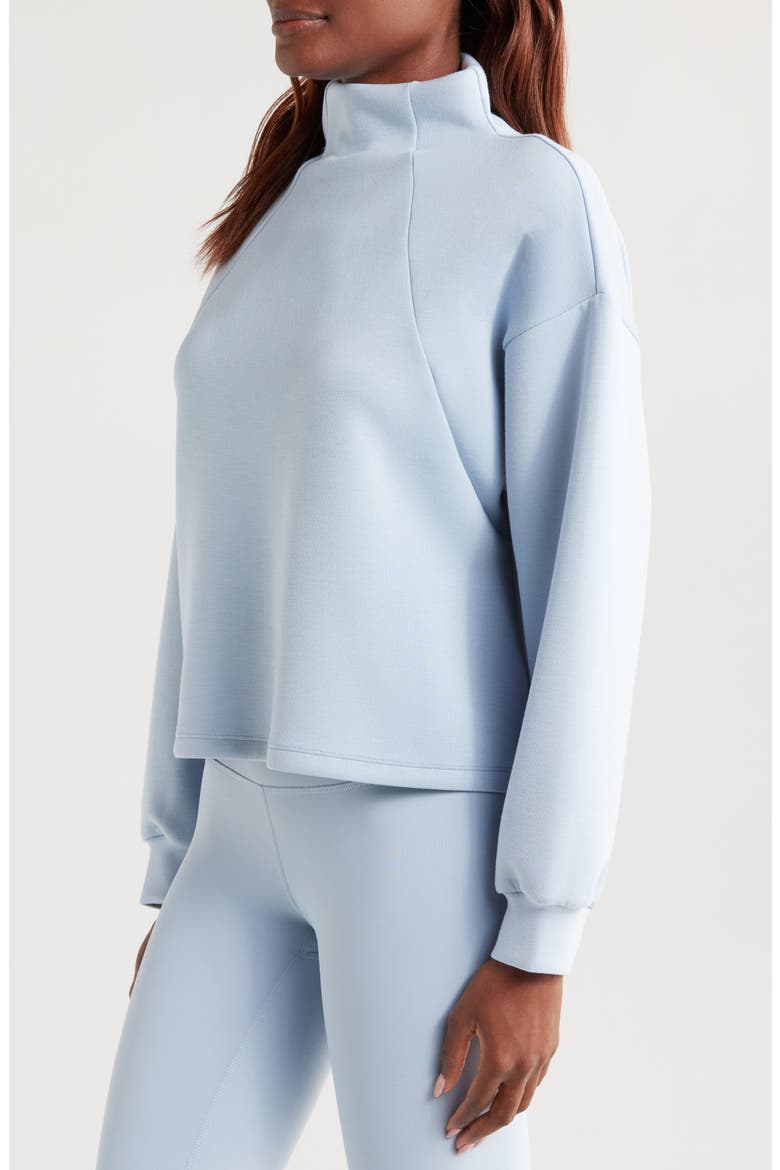 Soft Scuba Knit Funnel Neck Modal Blend Top, Alternate, color, BLUE FOG