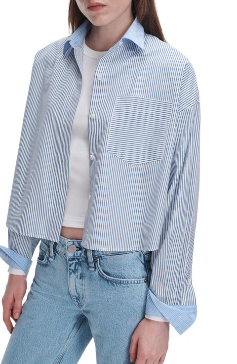 Marin Striped Cropped Cotton Shirt