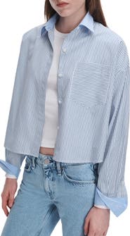 rag & bone Marin Striped Cropped Cotton Shirt