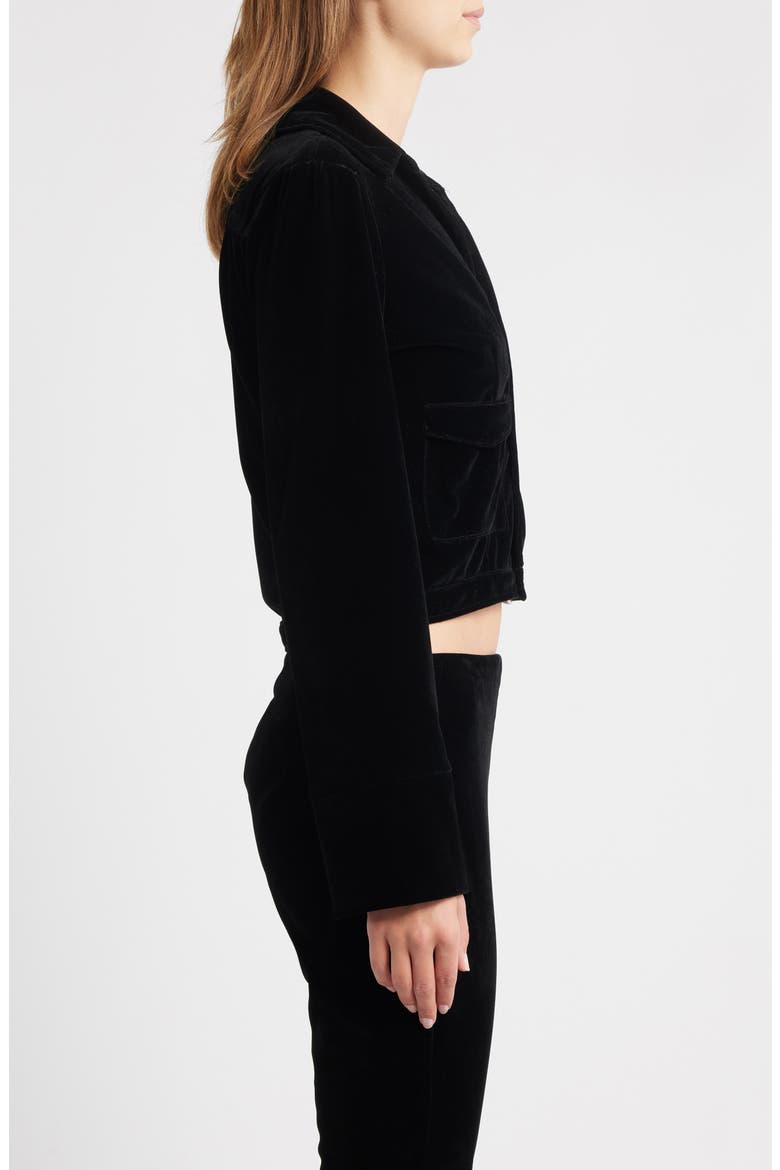 The Madi Velveteen Crop Jacket, Alternate, color, BLACK