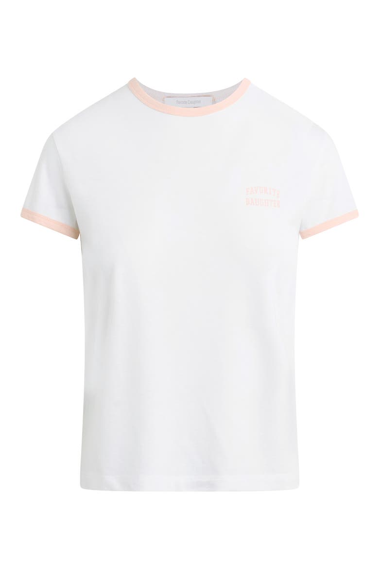 The Collegiate Chest Logo Ringer T-Shirt, Alternate, color, WHITE/ PALE PINK
