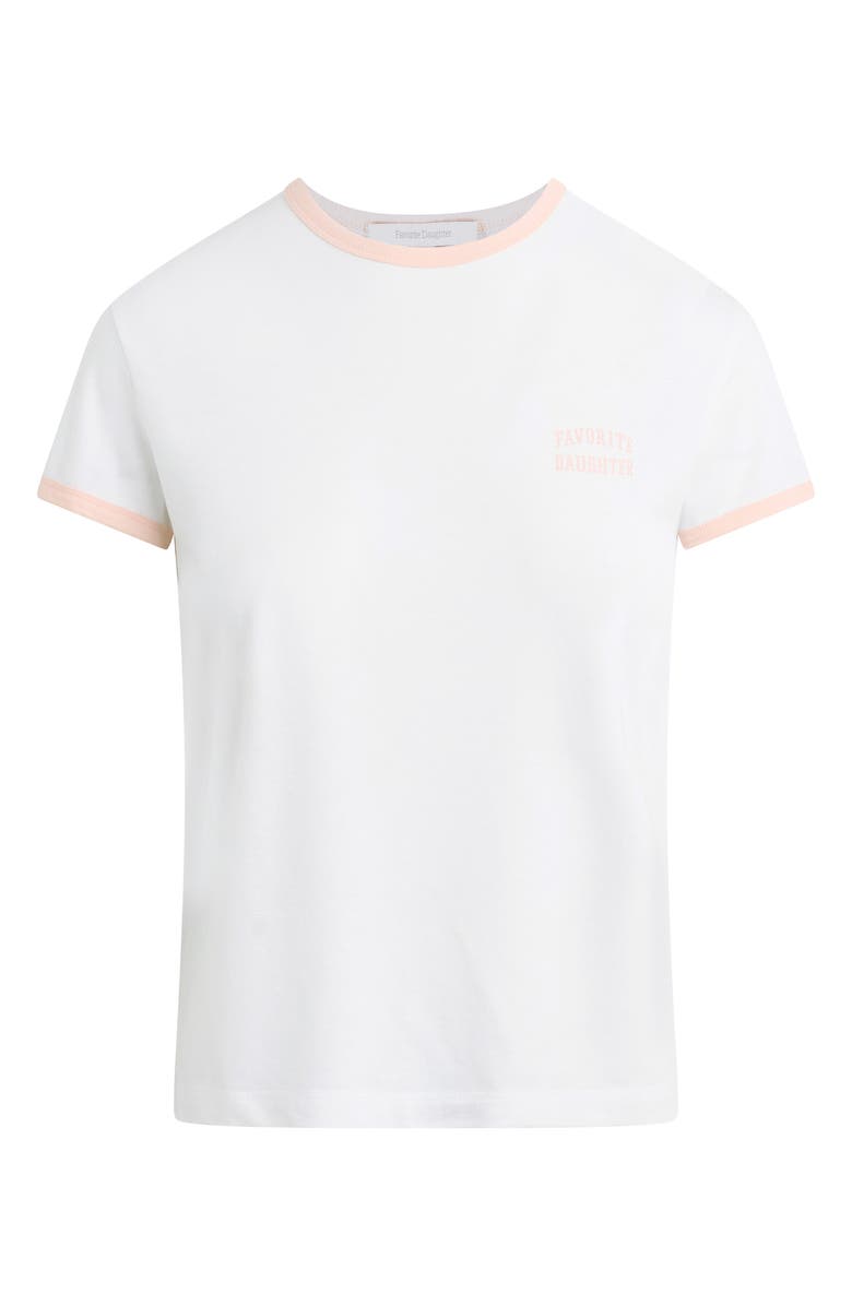 Favorite Daughter The Collegiate Chest Logo Ringer T-Shirt, Alternate, color, White/ Pale Pink