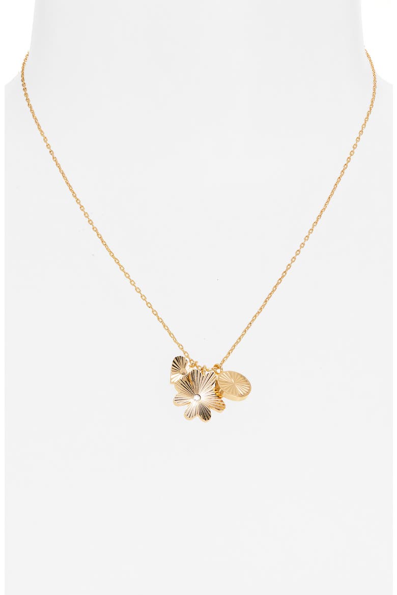 Engine Turned Cluster Charm Necklace, Alternate, color, ANTIQUE GOLD